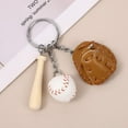thumbnail image 5 of Baseball Keychain with Brown Glove and Wooden Bat for Men Women Mini PU Leather Softball Sprot Bag Charm Key Ring Pendants Decorations for Birthday Father's Day Thanksgiving Present diy, 5 of 9