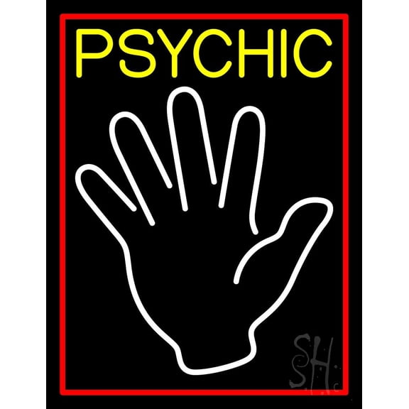 Yellow Psychic LED Neon Sign 31" Tall x 24" Wide - inches Black Square Cut Acrylic Backing, with Dimmer - Bright and Premium built indoor LED Neon Sign for Storefront.