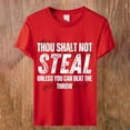 thumbnail image 4 of ZJXFGS Summer Tops, Graphic Tees for Women, Thou Shall Not Steal Unless You Can Beat The Throw Women's Letter Print Round Neck Short Sleeve T Shirt Top, Cotton Shirts for WomenRed3XL, 4 of 5