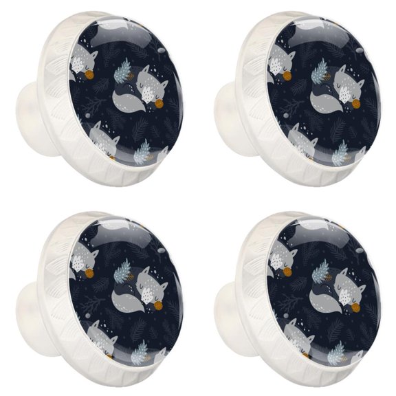 4 Pcs Wolf Knobs for Kitchen Cabinet Cupboard Dresser Bookcase Drawer Pulls Handles Round Home Decor