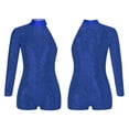 thumbnail image 2 of iiniim Girls Shiny Sequins Oblique Shoulder Gymnastics Leotard Shorts Biketard Bodysuit Jumpsuit Size 6-16 Blue 6, 2 of 7