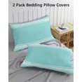 thumbnail image 3 of Aqua Striped Pillow Covers King Size 2 Pack, Luxurious White Stripes Modern Abstract Art Soft Bed Throw Pillowcases Breathable Cooling Long Lumbar Body Pillow Sham Cover for Bed Sofa 20''x36'', 3 of 7