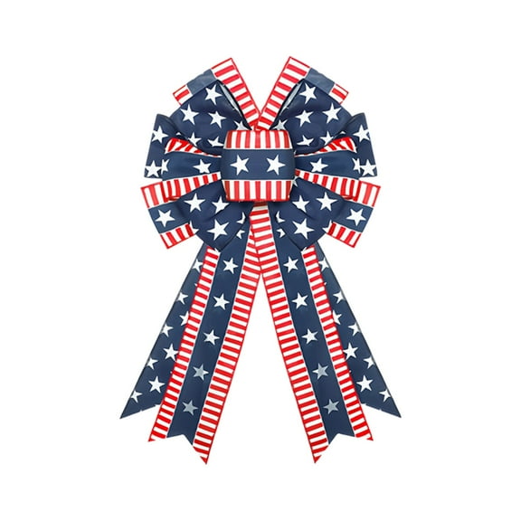 Lilixerw 4th of July Patriotic Wreath Bows,Red,Blue,White Stars and Stripes,American Flag Bows for Indoor/Outdoor,Memorial Day,Door/Wall Mount,Festival Celebration Decor