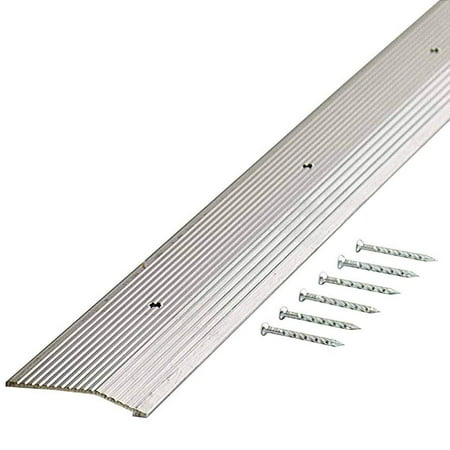 M-D Building Products 78212 Extra Wide Fluted 2-Inch by 36-Inch Carpet Trim, Silver, Durable aluminum withstands high foot traffic areas in the home By MD Building (Best Way To Clean High Traffic Carpet Areas)