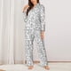 thumbnail image 2 of Balery Black White Music Conjunto de Pijama con Estampado para Mujer, Conjunto de Dos Piezas con Manga Larga, Ropa de Dormir Suave con Bolsillos, Pijamas Cómodos-Large, 2 of 7