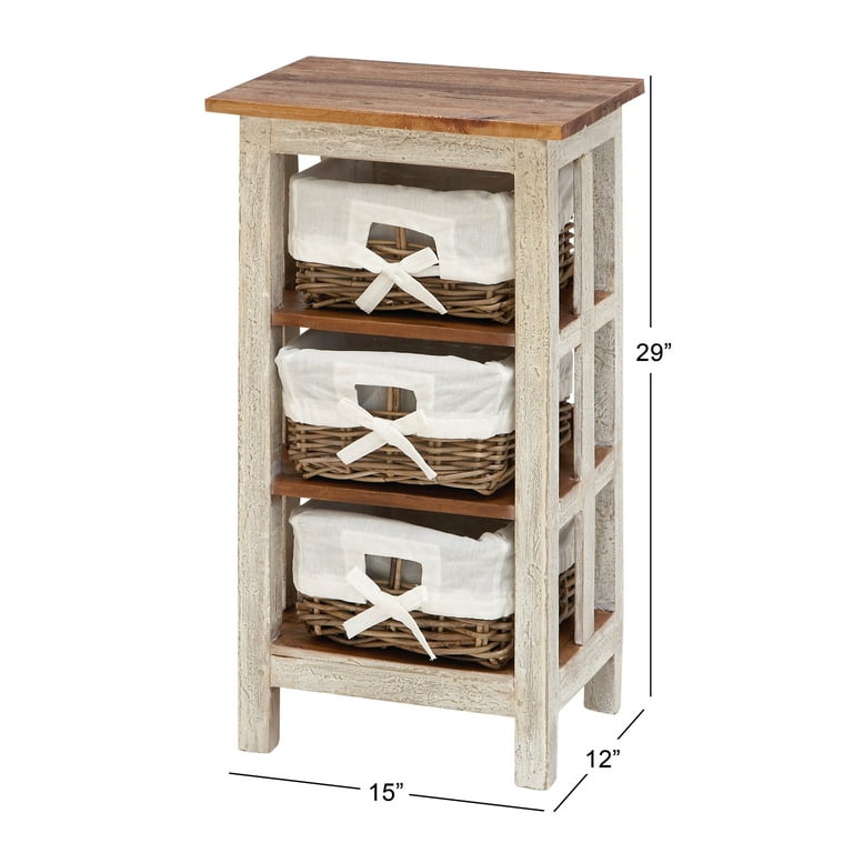 Antiqued Wood Rattan Cabinet 38301