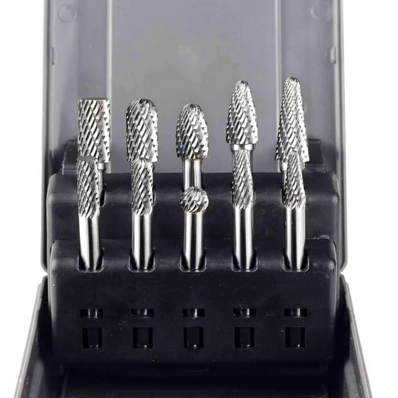 FindBuyTool Carbide 1/4" Shank Double Cut Rotary Burr Set 10pcs, 1/4" Shank, for Metalworking, Woodworking, Carving & Drilling