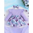 thumbnail image 3 of Cenuakty Infant Girl Romper Dress Butterfly Print Rib Knit Long Sleeve Skirt Hem Jumpsuits Newborn Clothes Baby Bodysuits with Headband, 3 of 9
