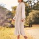 thumbnail image 1 of Vestido Estampado de puntos Cambio lindo Color sólido Mujer con cordones Traje diario Ygjytge Beige T XXL para Mujer, 1 of 5