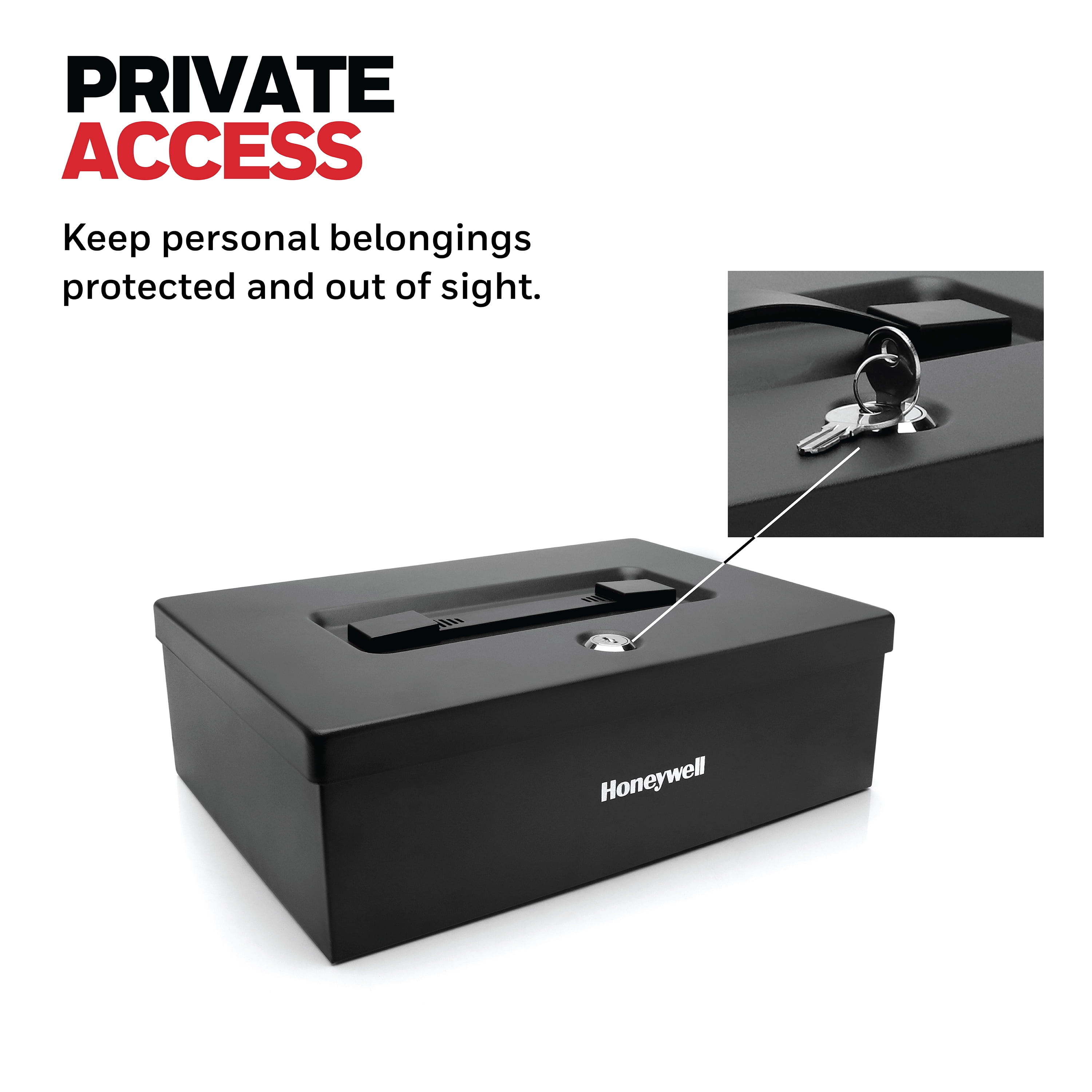 Honeywell Steel Security Box Safe with Key Lock, Black