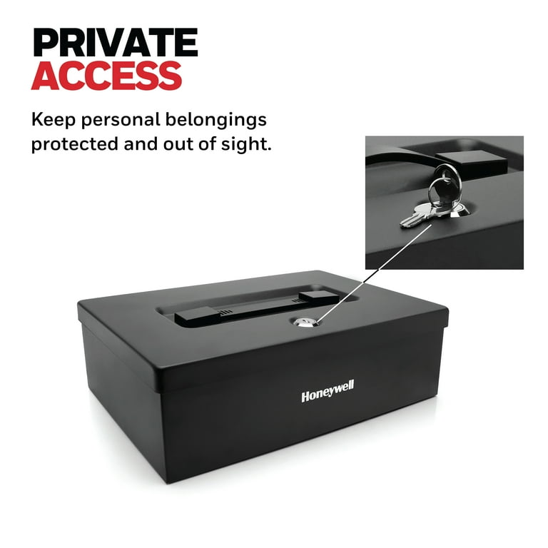 Honeywell Steel Security Box Safe with Key Lock Black, 0.19 cu ft