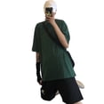 thumbnail image 2 of Camiseta de mujer de manga corta, cuello redondo, color sólido, camiseta informal, verde, L Inevent AP001185-06B, 2 of 7