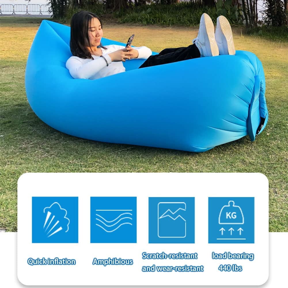 Inflatable Lounger Air Sofa -Portable,Waterproof Anti-Air Leaking Design,Inflatable Beach Chair for Camping, Hiking,Seaside - Ideal Inflatable Couch for Pool and Festivals