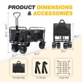 thumbnail image 6 of Collapsible Heavy Duty Beach Wagon Cart Outdoor Folding Utility Camping Garden Beach Cart with Universal Wheels Adjustable Handle Shopping (Black), 6 of 7