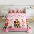 thumbnail image 2 of jejeloiu Merry Christmas Queen Comforter Set,Xmas Nutcracker Soldier Bedding Sets,Pink Ballerina Bedding Comforter Set For Child,Breathable Home Decor Reversible,3pcs, 2 of 8