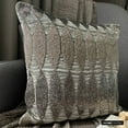 thumbnail image 4 of The HomeCentric Decorative Throw Pillow cover Gray Pack of 2, 22"x22" (55x55 cm) Velvet Hand Embroidery, Beaded Pillowcases, Geometric Modern Style - Velvet Bedecked, 4 of 9