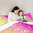 thumbnail image 5 of jejeloiu Green Pink Sequin Print 7pcs Bedding Comforter Set Kids,Dreamy Princess Style Queen Bedding Sets For Girls,Reversible, 5 of 7