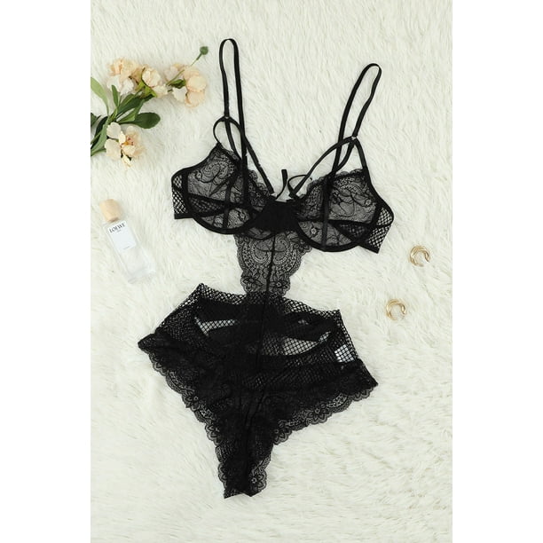 Apfopard Women 2 Piece Sexy Triangle Lingerie Set Front Closure Strappy  Racerback Bra and Panty Sets Thong Two Piece Wire, B73-black, Large :  : Clothing, Shoes & Accessories