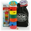 """Mattys Mix-A-Round"" 54pcs Round Colorful Wooden Tumble Tower Deluxe Stacking Game with Storage Bag"