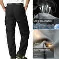 thumbnail image 5 of POENTAB Men Cargo Pants With Multiple Pockets Convertible Athletic Outdoor Pants Resistant Utility Straight Leg Work Wear Black, 5 of 9