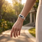 Magnetic Silicone Watch Band Compatible with Google Fitbit Air, Quick-Release Replacement Strap with Metal Accent Design