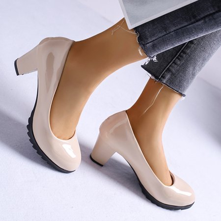

KEUSN Women s Shoes Middle-Heel Sole Single Shoes Fashion Leather Shoes Women s Single Shoes for Women