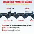 thumbnail image 2 of 3Pcs 14 Inch Chainsaw Chain .325" LP Pitch .043" Gauge 59 Drive Links for Husqvarna 535iXP SP21G-59, for Milwaukee 2826-20T, for Dewalt DCCS674, N59 80TXL059G, 2 of 10