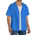thumbnail image 4 of Naloa Dodgerblue Men's Loose Fit Cuban Collar Short-Sleeve Shirt with Button-down and Chest Pocket for Everyday Wear Outings - Small, 4 of 7