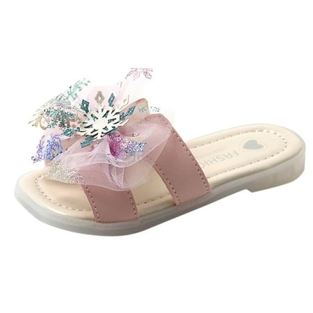 

fvwitlyh Girls Sandals Size 12 Girls Sandals Summer Slippers Kids Girls Bow Flip Flops Rhinestone Children Fashion Slippers Curry Slides Kids Sandals for Girls
