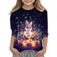 thumbnail image 2 of Blusas y camisas de manga larga con cuello redondo y estampado de Pascua, camiseta interior de cuello redondo y manga tres cuartos para niños de talla mediana y grande., 2 of 9