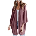 thumbnail image 2 of DHFJKG Cardigan For Women Waffle 3/4 Batwing Sleeve Open Front Mediun Length Jacket Beach Cover Up Top Lightweight Comfort Outerwear, 2 of 3