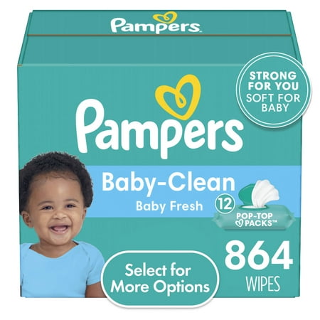 Pampers Flip Top Wipes Baby Fresh 12x 864 Wipes (Select for More Options)