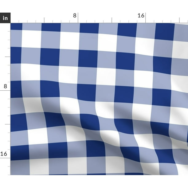 Gingham Check Blue And White Savoy Cobalt Fabric Printed by Spoonflower