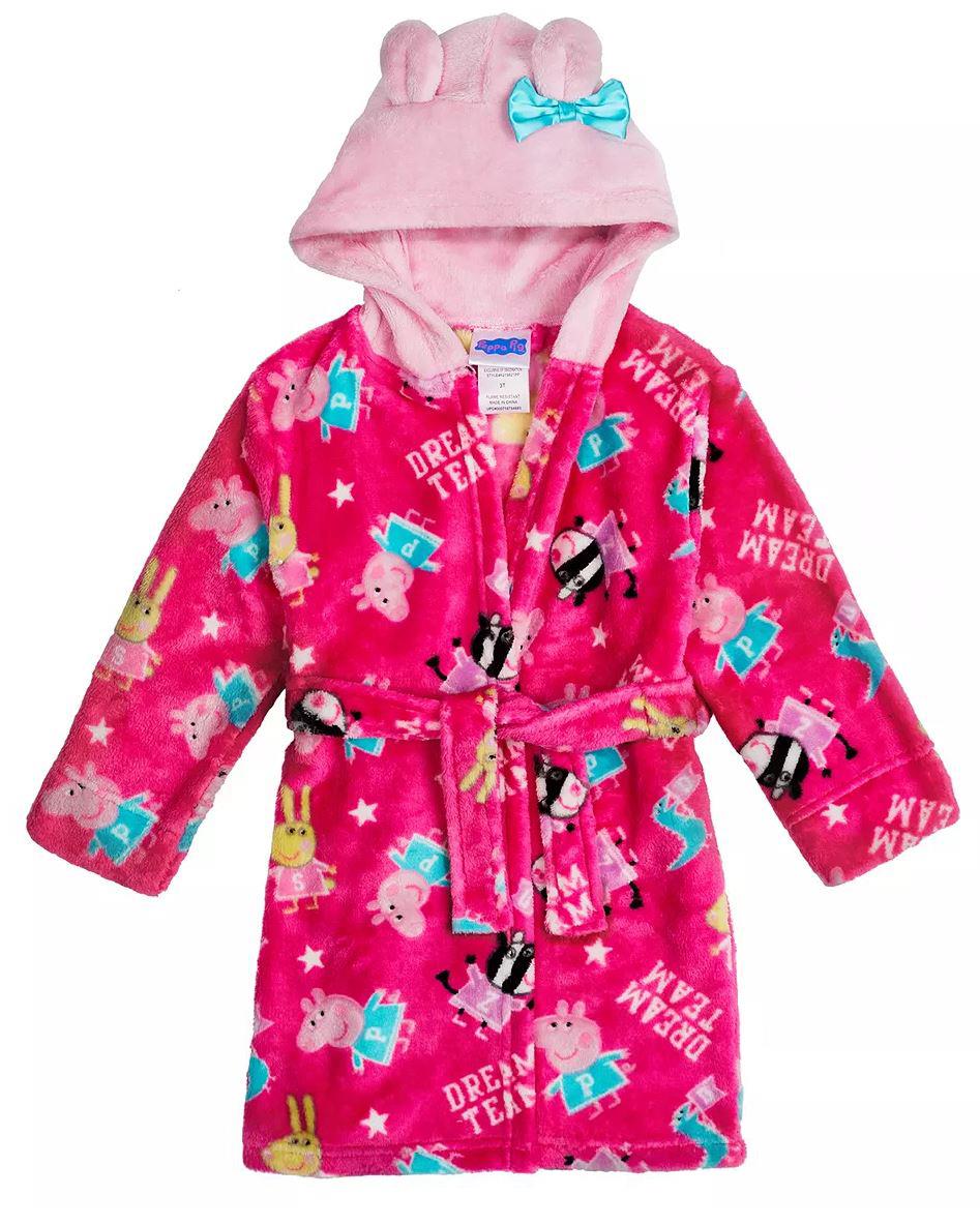 Peppa Pig Girls Soft Fleece Robe Luxe Plush Comfy Spa Bathrobe Kids 