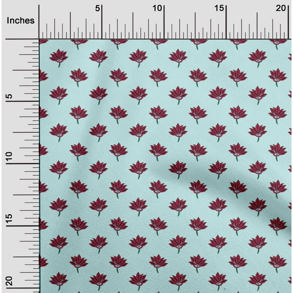 oneOone Silk Tabby Fabric Floral Block Print Sewing Fabric BTY 42 Inch Wide