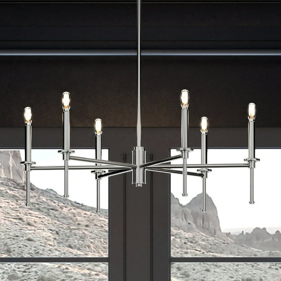 Luxury Contemporary Chandelier, 10.375H x 30W, with French Country Style, Brushed Nickel, UHP4239 by Urban Ambiance