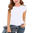 thumbnail image 2 of PWPSG Girls Back to School Shirts Kids Crewneck Tees Lightweight Summer Casual Shirts Solid Short Sleeve Tops for School & Daily Wear White 14-15 Years, 2 of 9