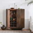 thumbnail image 5 of Pemberly Row Mango Wood Geometric Pattern Carved Bar Cabinet in Brown, 5 of 12