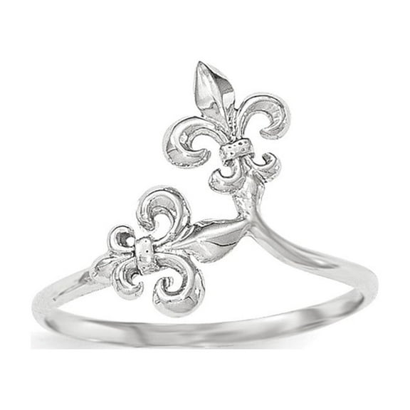 14k White Gold Polished Fleur De Lis Ring - Size 7.00