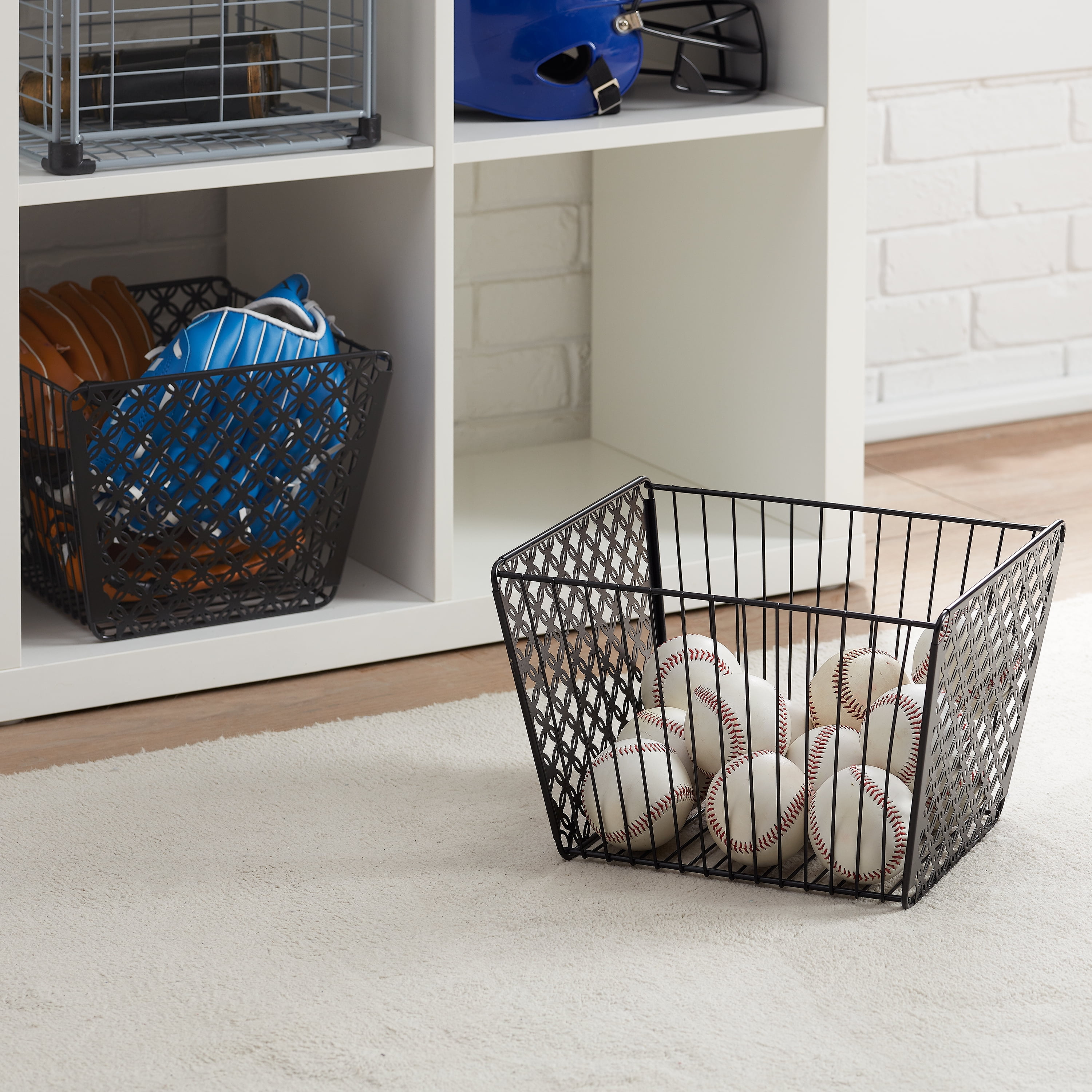 Mainstays Designer Metal Wire Cutout Storage Basket, Large, Pack of 2