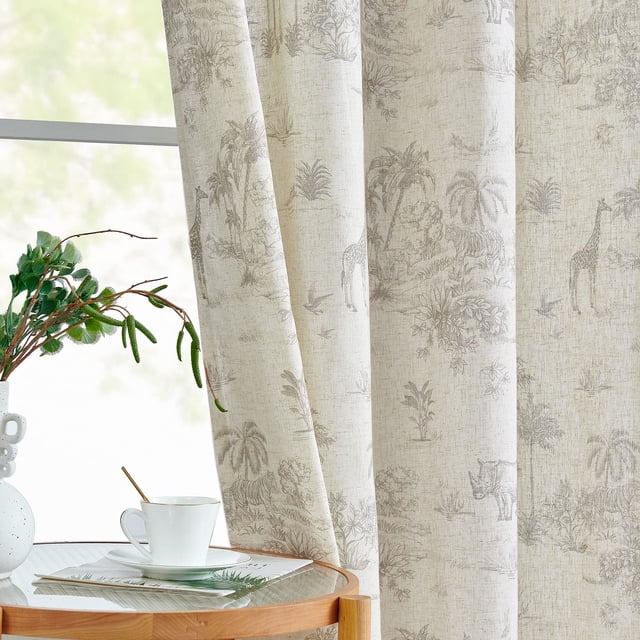 Cortinas de lino Jinchan Toile de Jouy, 213 x 213 cm, filtro de luz
