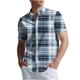 thumbnail image 2 of Blusa y camisa de manga corta con cuello vuelto para hombre, camisa informal con botones y estampado a cuadros, de manga corta y solapa., 2 of 6
