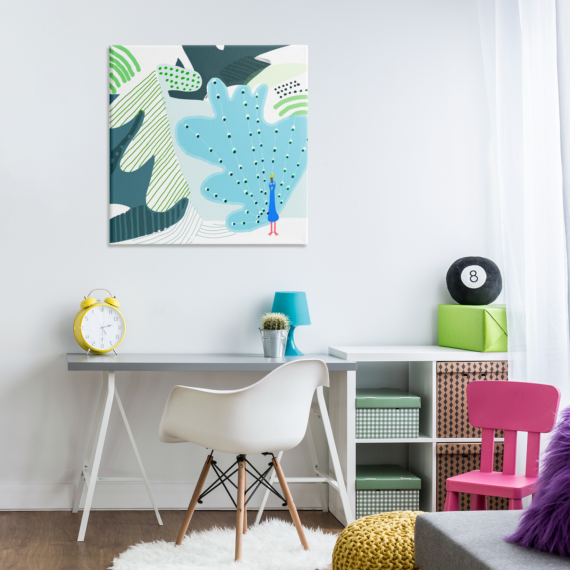 Stupell Industries Whimsical Patterned Peacock Animals Painting Wrapped Canvas Art Print Wall Art, 30 x 30