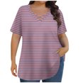 thumbnail image 1 of Tops de Manga Corta de Tamaño Más de las Mujeres, Blusas de Cuello en V Impresas de Verano de Moda para Uso Casual, Diario Y de Fiesta, 1 of 8