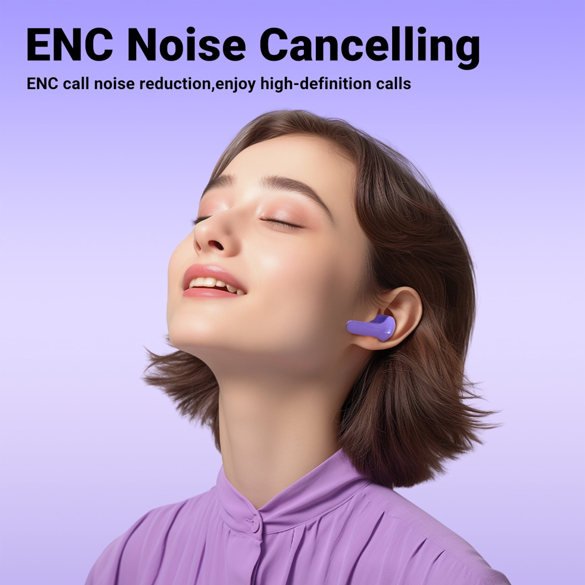 ACEFAST Wireless Earbuds Bluetooth 5.3 Noise Reduction TWS In-Ear Headset with LED Battery Display for Android/iOS  (Purple)