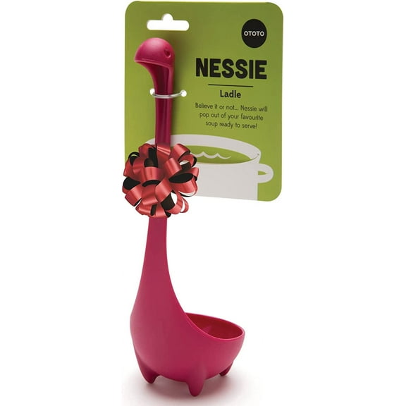 OTOTO Nessie Ladle Spoon - Purple Cooking Ladle for Serving Soup, Stew, Gravy & Chili - High Heat Resistant Loch Ness Stand Up Soup Ladle