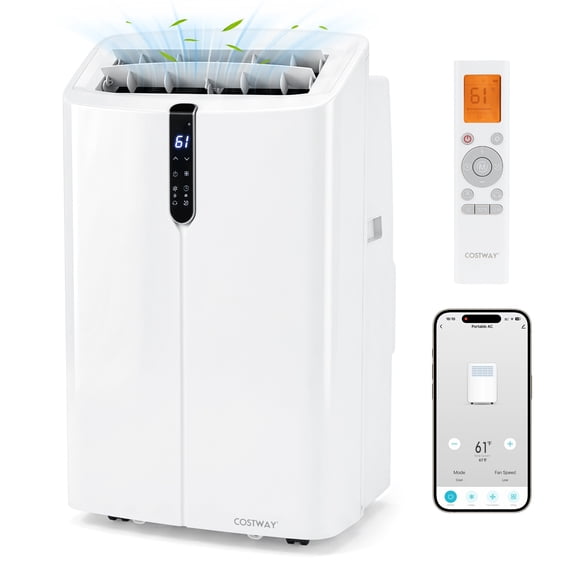 Costway 14000 BTU Smart Portable Air Conditioner with Dehumidifier & Fan Modes for Rooms White