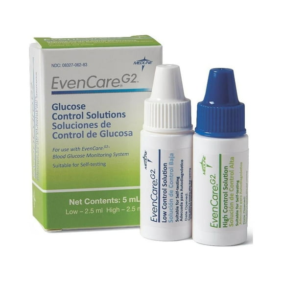 EvenCare G2 Blood Glucose Hi Lo Control Solutions For All EvenCare G2 Meters, 2.5 mL each