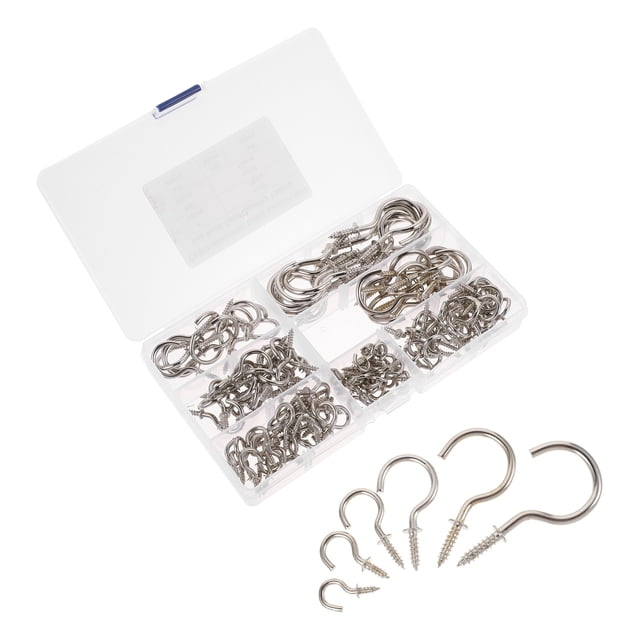 KAKOWELY 150Pcs Ceiling Hooks with Screws Silver Organizing for Household Users