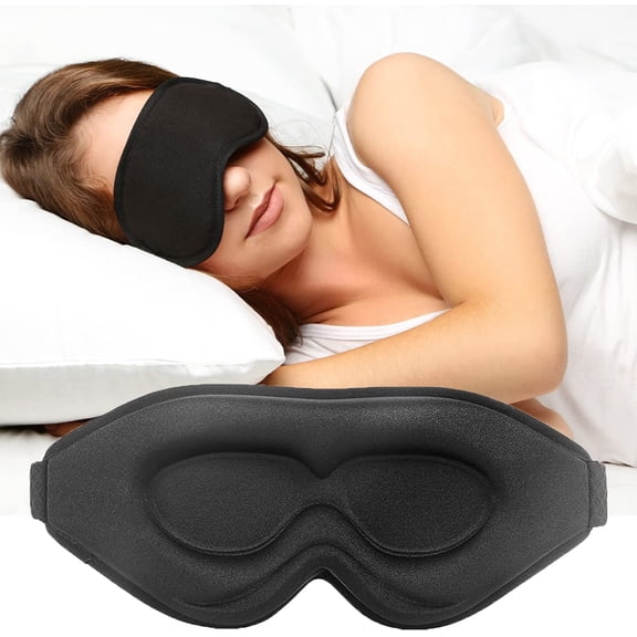 Sleep Eye Mask for Men and Women, 3D Contoured Eye Mask with Adjustable Strap, Breathable Soft Fabric, Complete Light Blocking for Sleeping, Travel and Yoga